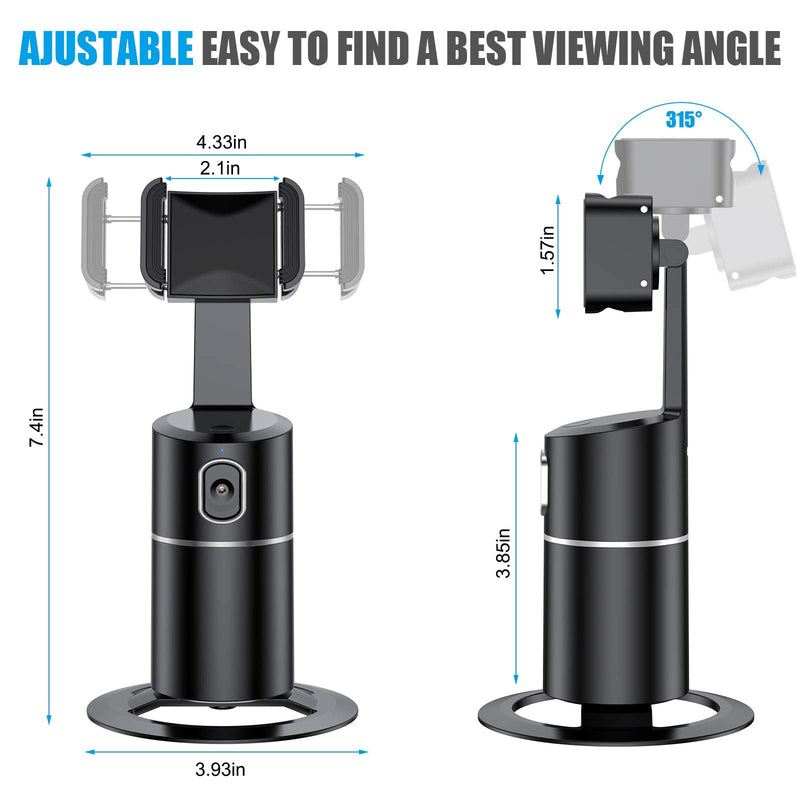  [AUSTRALIA] - Auto Face Tracking Phone Holder Tripod, No App Required, 360° Rotation Smart Face Body Tracking Tripod Selfie Phone Camera Mount Cell Phone Stand for TIK Tok, Vlog, Live Streaming, YouTube Video Black