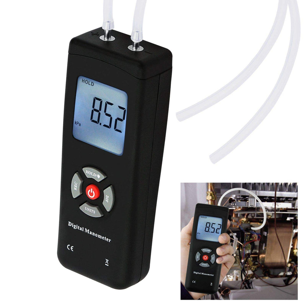  [AUSTRALIA] - Digital Handheld Manometer HVAC Air Vacuum/Gas differential Pressure Gauge Meter tester 11 Units with Backlight, ±13.78kPa ±2PSI, 1-2 Pipes Ventilation Air Condition System Furnaces Measurement 11 Units Measurements