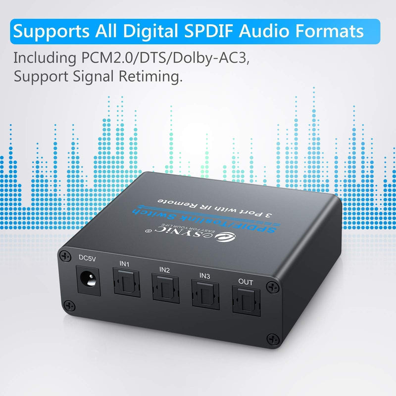  [AUSTRALIA] - eSynic 3 Port Toslink Switch Bundle with 192Khz Digital to Analog Converter