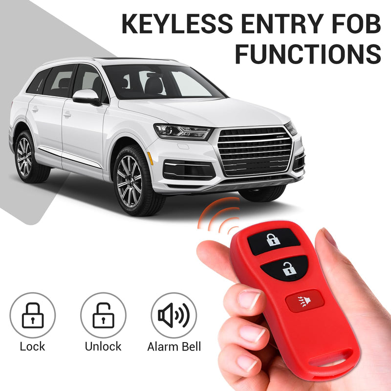  [AUSTRALIA] - Keyless Entry Remote Control Car Key Fob 3 Buttons Replacement for Infiniti Nissan Armada Frontier Murano Pathfinder Quest Sentra Titan Versa Xterra| FX35 FX45 QX4 KBRASTU15 (2 Pack) Red