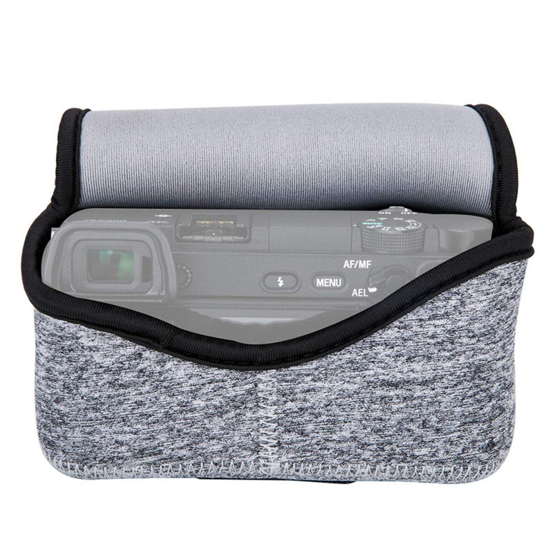  [AUSTRALIA] - JJC Grey Water Resistant Ultra Light Neoprene Camera Case, Pouch Bag, Compatible with Sony a6600 a6500 a6400 a6300 a6100 a6000 a5100 +16-50mm Lens Pancake Lense & Panasonic LX100 LX100 II Sigma FP