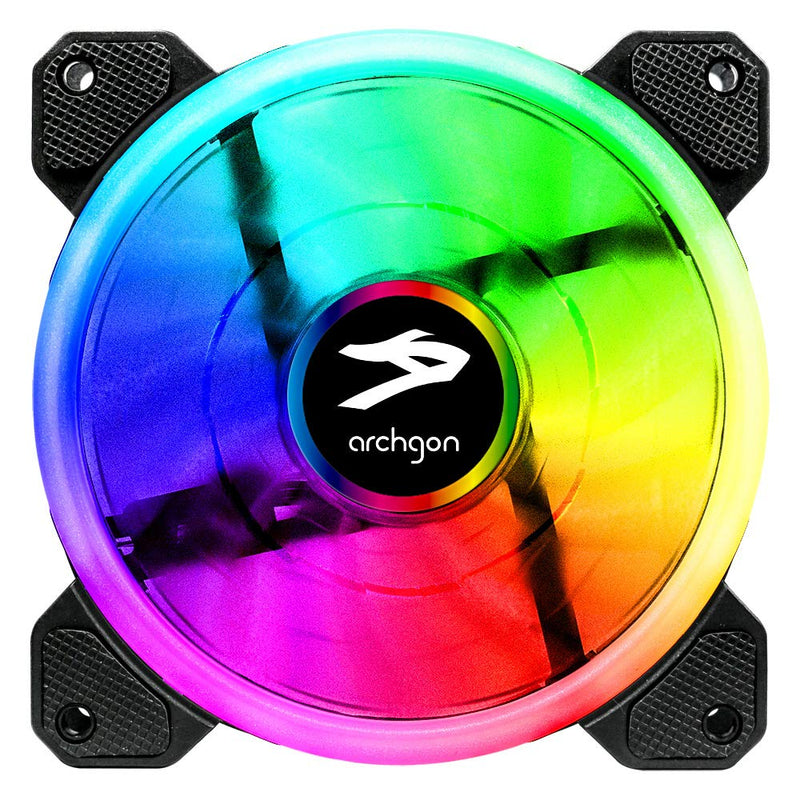  [AUSTRALIA] - Archgon RGB Radiator Fan CPU Cooler with Bright LED Colors for PC Case, 120 mm Design Fan with Quiet Blades for PC Gaming, PWM Function (Single Pack, RGB Breathing Mode) Single Pack, RGB Breathing Mode