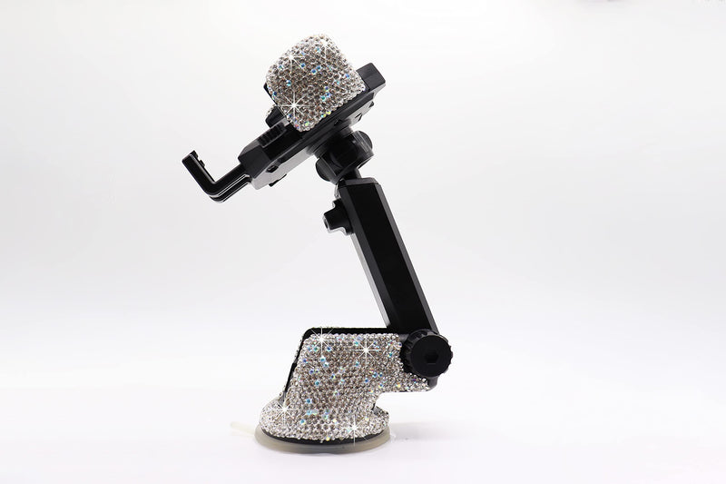  [AUSTRALIA] - LYCARESUN Bling Car Phone Holder, Shiny Crystal Rhinestone Phone Mount Stand for Women and Girls Gifts, Bling Car Accessories for Windshield Dashboard, Compatible for iPhone and Most Cellphones white