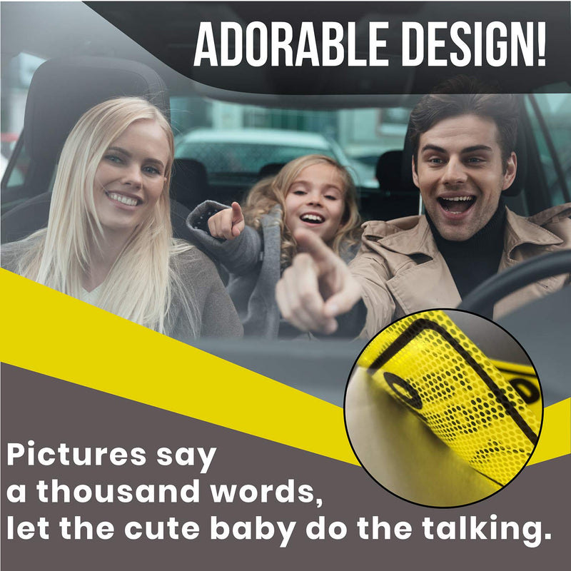  [AUSTRALIA] - BabyPop! 2 Pack Baby On Board Sticker Sign for Cars, No Residue and See Through Safety Cute Design 2 Pack A) Yellow