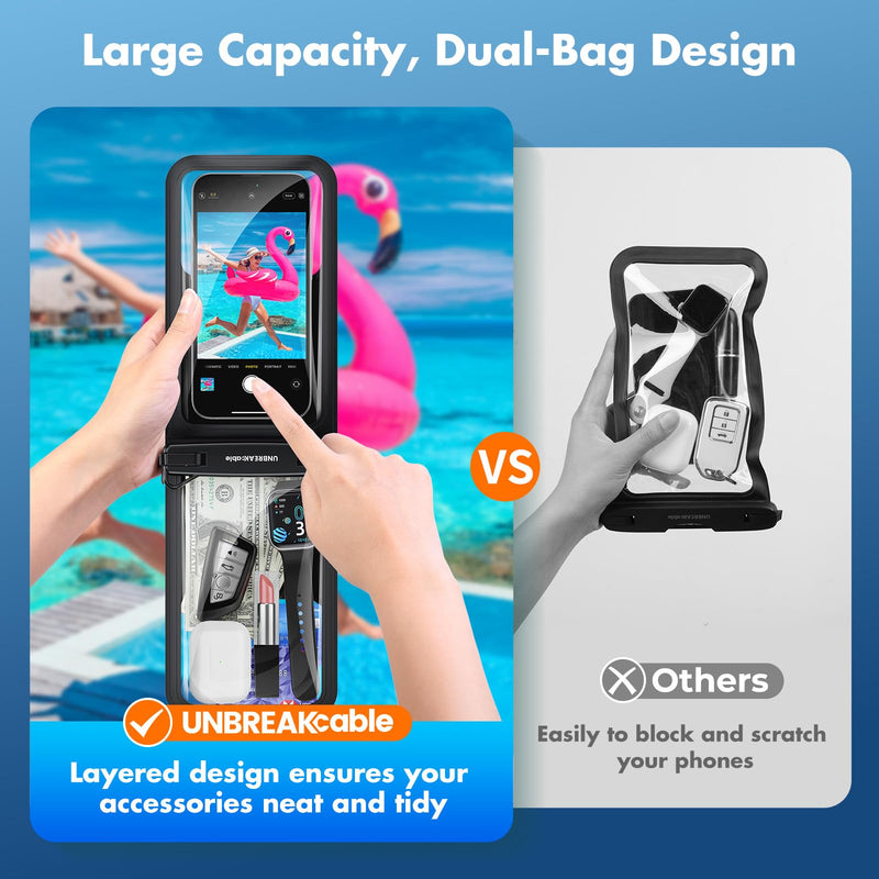  [AUSTRALIA] - UNBREAKcable Waterproof Phone Pouch, Double Capacity IPX8 Waterproof Phone Case [2-Pack, Up to 7''] Underwater Dry Bag for Vacation Beach Swimming for iPhone 14 13 12 Pro Max Mini, Samsung S23 & More