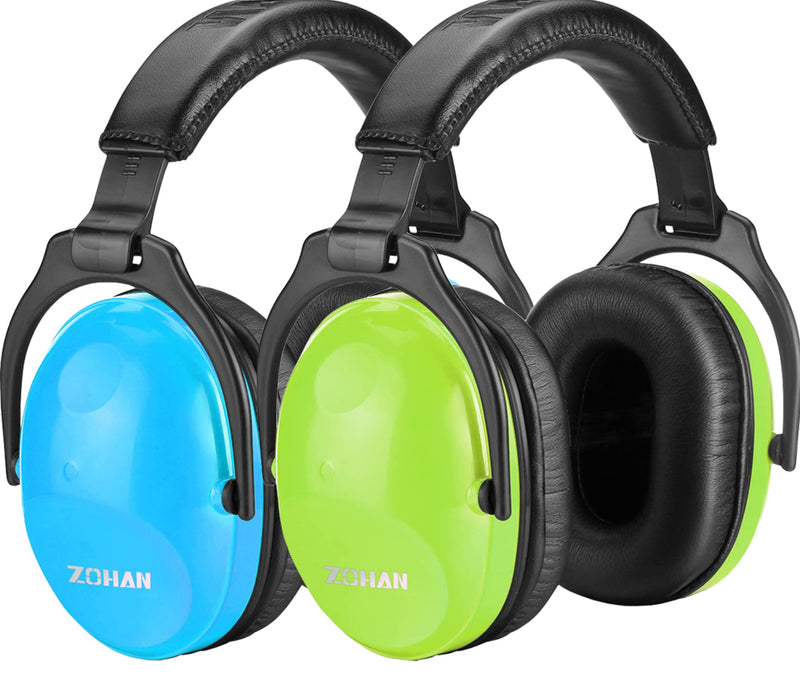  [AUSTRALIA] - ZOHAN Kids Ear Protection 2 Pack,Kids Noise Canceling Headphone for Concerts, Monster Truck, Fireworks Blue&green