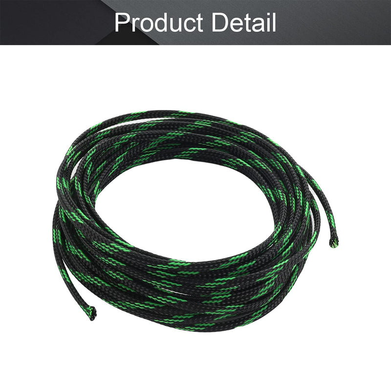  [AUSTRALIA] - Othmro 5m/16.4ft PET Expandable Braid Cable Sleeving Flexible Wire Mesh Sleeve Black Fluorescent Green 4mm*5m
