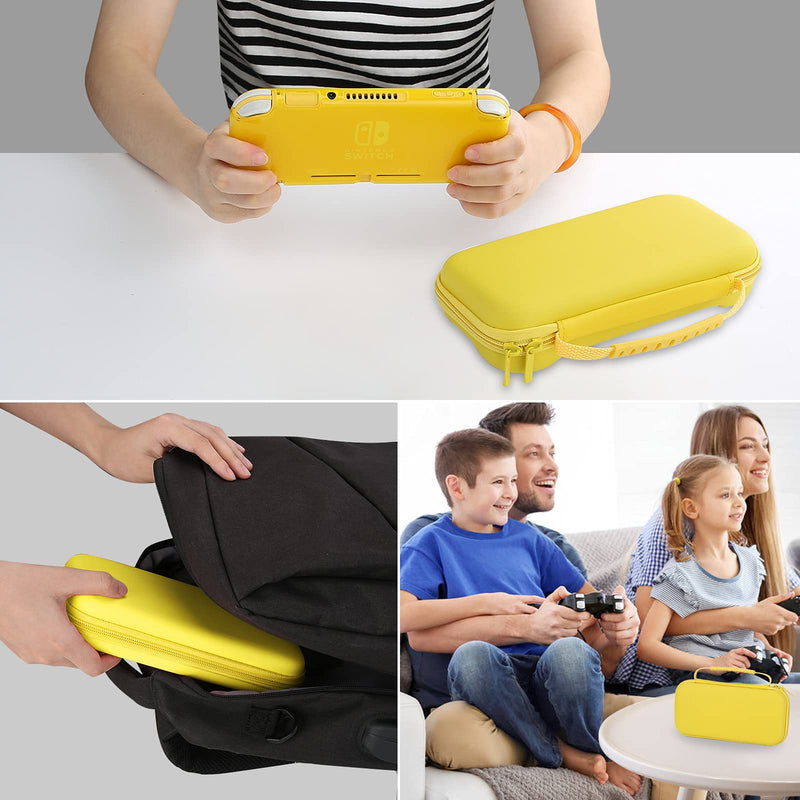  [AUSTRALIA] - HEYSTOP Compatible with Switch Lite Carrying Case, Switch Lite Case with Soft TPU Protective Case Games Card 6 Thumb Grip Caps for Nintendo Switch Lite Accessories Kit(Yellow) Yellow