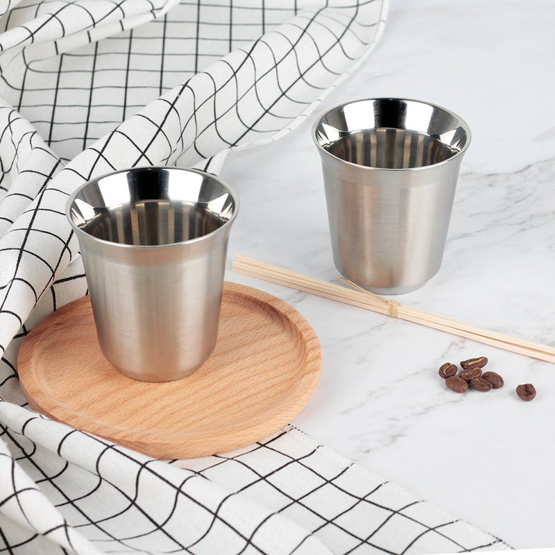  [AUSTRALIA] - 80ml Stainless Steel Espresso Cups Set - 2 Pack Double Wall 304 Stainless Steel Demitasse Cups 2.7oz By RECAPS 80ml