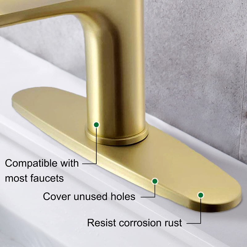  [AUSTRALIA] - ATPCOLTD 10 Inch Hole Cover Deck Plate Escutcheon, Stainless Steel Sink Cover Plate for Bathroom or Kitchen Sink Faucet 1 or 3 Hole Mixer Tap (Brushed Brass) Brushed Brass