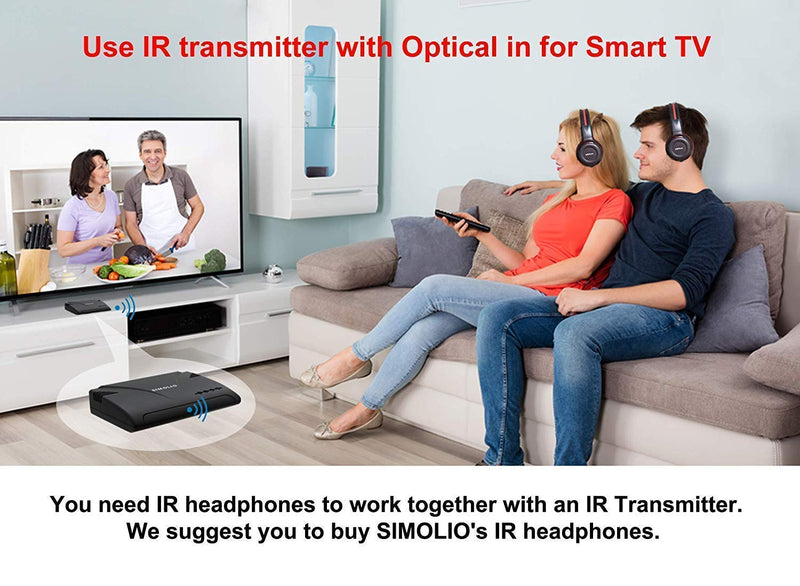  [AUSTRALIA] - SIMOLIO Dual Channels IR Transmitter w/Optical in & IR Wireless Headphones w/Storage Bag for Car&TV& PC,Car Headphones for Kids w/ 3.5mm Aux Cord, Automotive IR Headphone, Car DVD Infrared Headphone