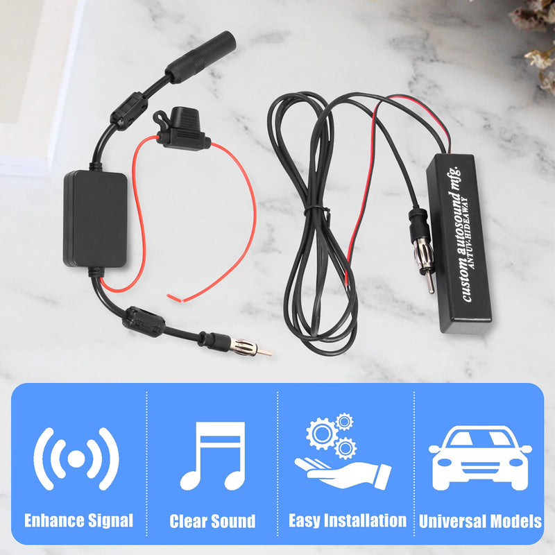  [AUSTRALIA] - KSaAuto 12V Universal Car Antenna Booster Stereo FM AM Radio Signal Amplifier Amp for Car Vehicle Truck SUV Boat Marine RV Accessories FM Amplifier Audio Radio Stereo Media Head Unit Receiver