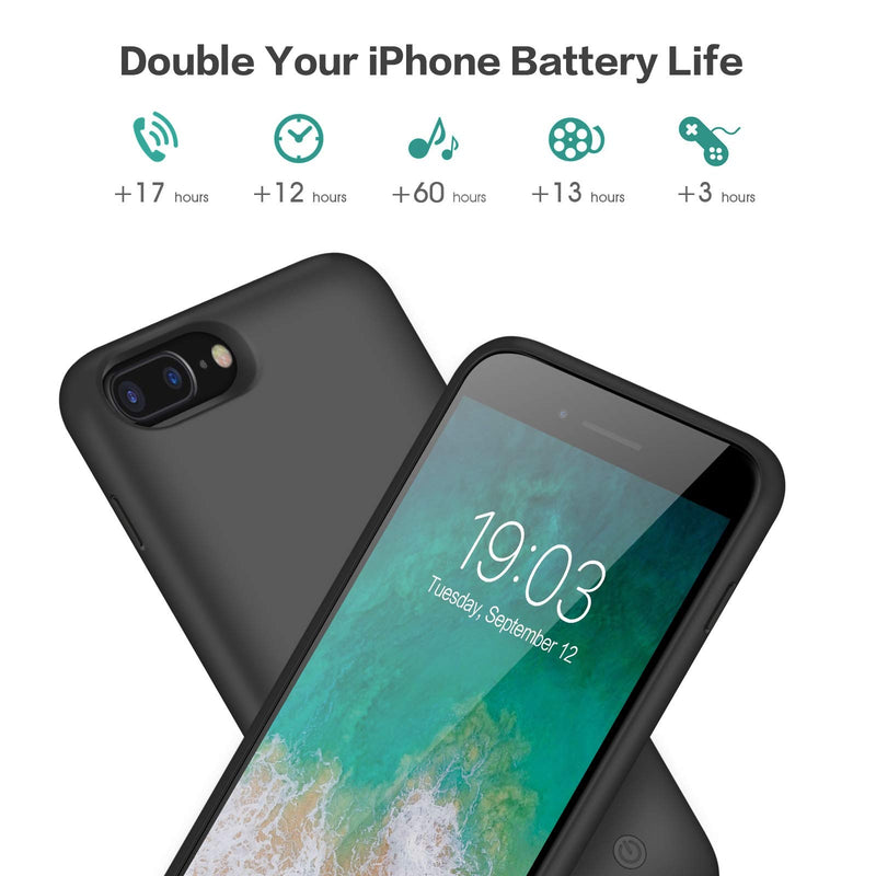  [AUSTRALIA] - Battery Case for iPhone 8plus/7plus/6 Plus/6s Plus, Upgraded [8500mAh] Protective Portable Charging Case Rechargeable Extended Battery Pack for Apple iPhone 8plus/7plus/6 Plus/6s Plus(5.5') - Black
