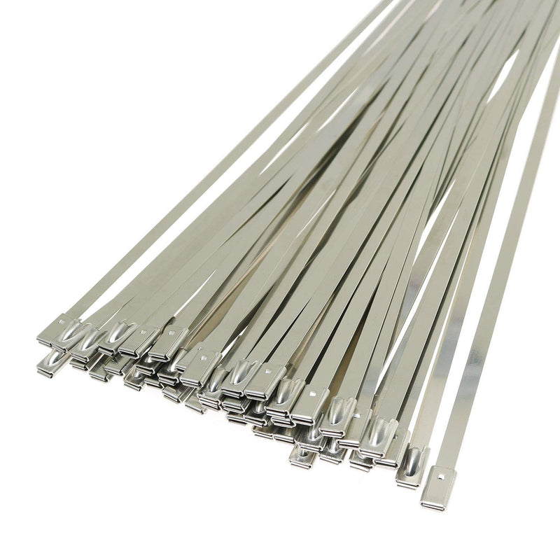  [AUSTRALIA] - Longdex Metal Zip Ties 50PCS 11.8Inch 304 Stainless Steel Multi-Purpose Exhaust Wrap Coated Self-Locking Cable