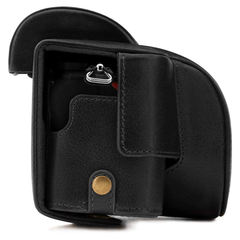  [AUSTRALIA] - MegaGear Ever Ready Genuine Leather Camera Case Compatible with Nikon Z50 (16-50mm) Black