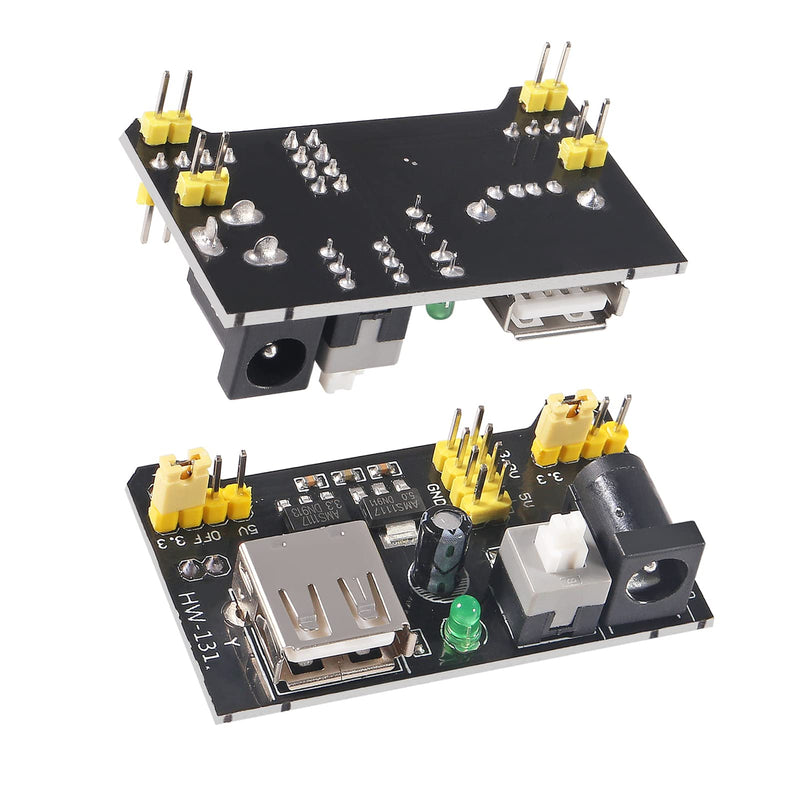  [AUSTRALIA] - AITIAO 6Pcs MB102 3.3V/5V Solderless Breadboard Power Supply Module with 6Pcs 9V Battery Clip Buckle T-Type Power Cable Male 2.1MM DC Jack Plug for Arduino Nano