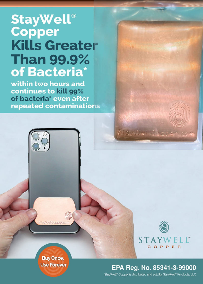 [AUSTRALIA] - StayWell Pure Copper Plate Phone Patch – Badge, Tablet or Cell Phone Plate – Cell Phone Accessories for Health and Wellness – Copper Plates Phone Accessories – Patches for Phone - Large
