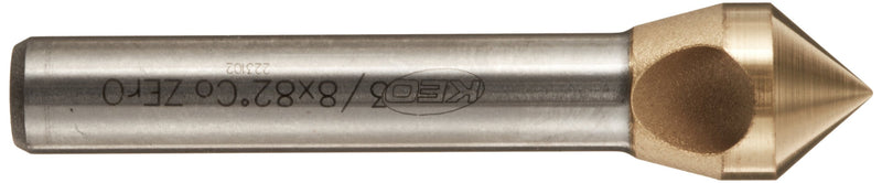  [AUSTRALIA] - KEO 53511 Cobalt Steel Single-End Countersink, TiN Coated, 82 Degree Point Angle, Round Shank, 1/4" Shank Diameter, 3/8" Body Diameter