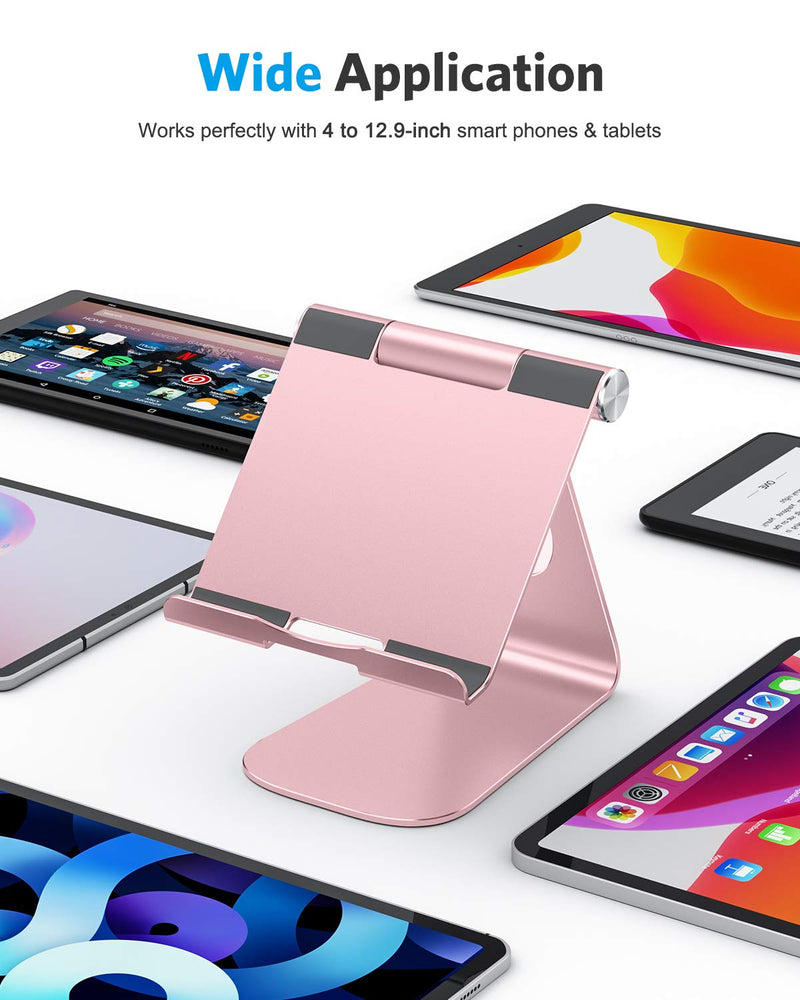  [AUSTRALIA] - Tablet Stand Holder Adjustable, OMOTON T1 iPad Stand, Desktop Aluminum Tablet Dock Cradle Compatible with iPad Air 4/Mini, New iPad 10.2/9.7, iPad Pro 11/12.9, Samsung, Nintendo and More, Rose Gold