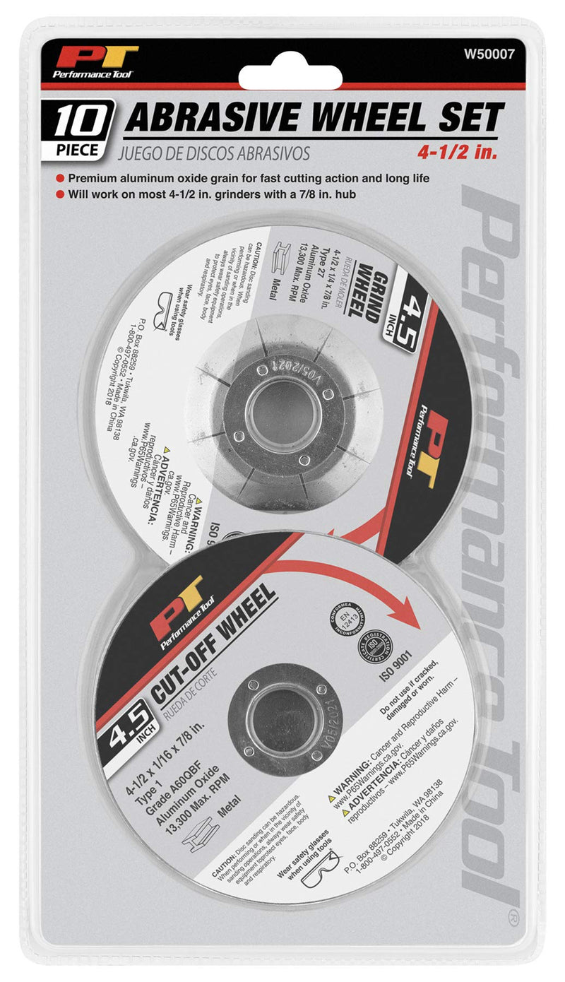  [AUSTRALIA] - Performance Tool W50007 10pc 4.5" Abrasive Wheel Set