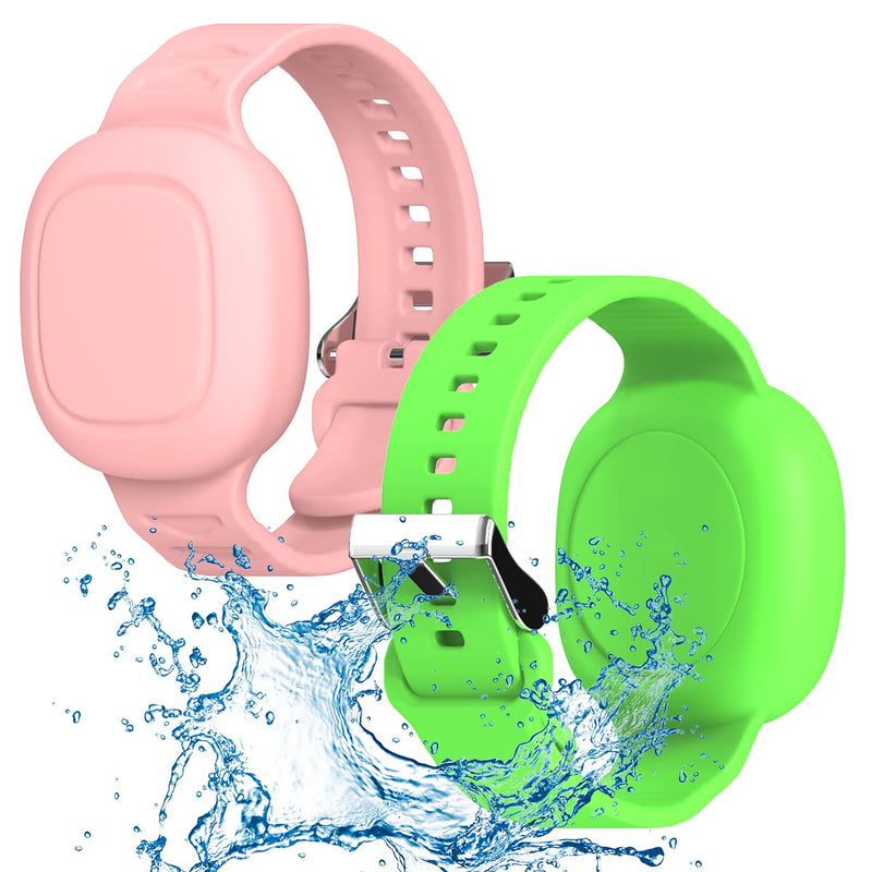  [AUSTRALIA] - [2 Pack] Kid Bracelet for Tile Mate Waterproof Hidden, Kids Wristband Tile Mate Holder Case Cover Compatible with Tile Mate (2022), Soft Silicone Tile Mate Case for Kids/Teens/Elderly (Pink+Green) 2pack-(Pink+Green)