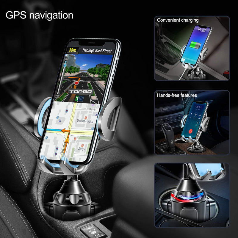  [AUSTRALIA] - TOPGO Cup Holder Phone Holder, [Secure & Stable] Car Cup Holder Phone Mount Cell Phone Automobile Cradle for iPhone, Samsung and More Smart Phone -Blue Blue 8 inch