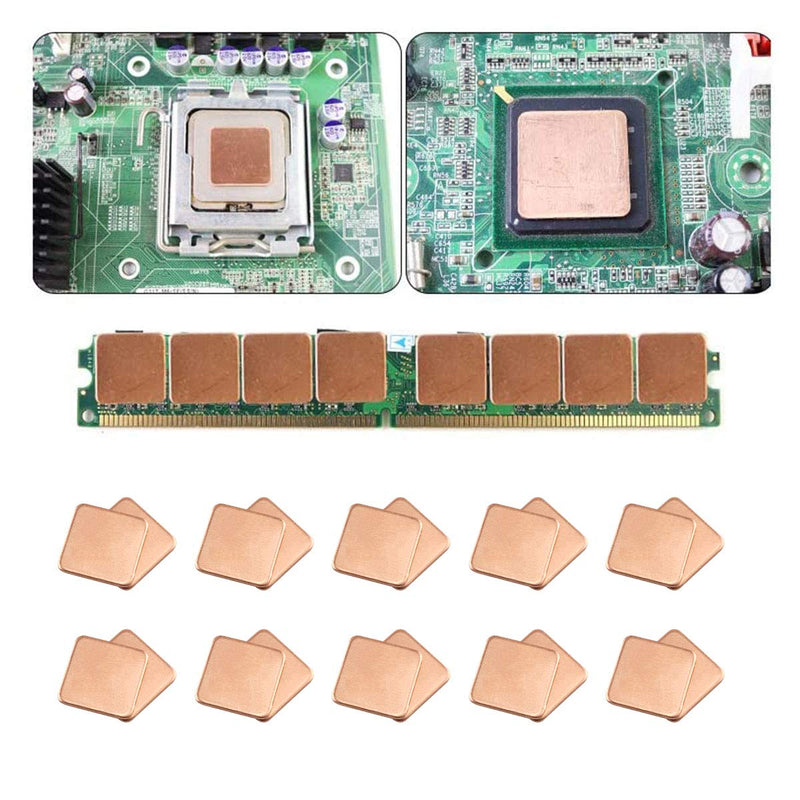 E-outstanding 20pcs 15x15x1.2mm DIY Cooling Heatsink Copper Shims Purplish Red Thermal Pad for Laptop IC Chipset GPU CPU - LeoForward Australia