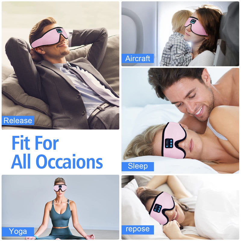  [AUSTRALIA] - Sleep Headphones Bluetooth Headband Sleeping Headphones, ZUXNZUX Wireless Music Eye Mask Sleep Earbuds for Side Sleeper, Yoga, Insomniac, Air Travel, Meditation (Pink) Pink