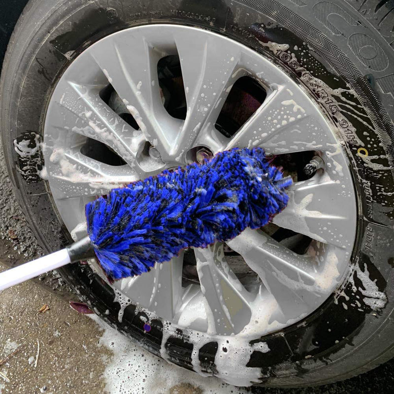  [AUSTRALIA] - Metal Free Synthetic Wool Wheel Brush, Tire Woolies, Soft, Dense Fibers Clean Wheels Safely blue