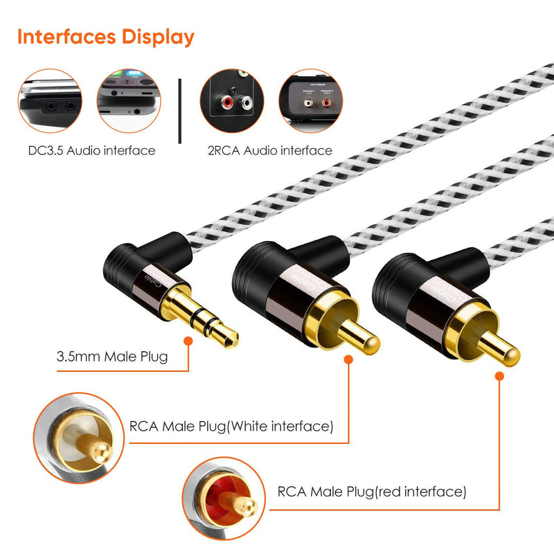  [AUSTRALIA] - CableCreation 3.5mm to RCA, Long 16ft Angle 3.5mm Male to 2RCA Male Auxiliary Stereo Audio Y Splitter Gold-Plated for Smartphones, MP3, Tablets, Speakers,Home Theater,HDTV,5M 16.5FT Angled