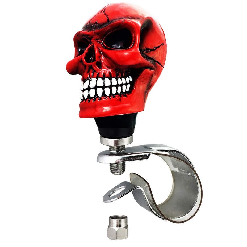  [AUSTRALIA] - Arenbel Suicide Knob for Steering Wheel Skull Spinner Power Handles Car Grip Knobs of Cool Style fit Most Vehicles Boat Truck Tractor, Red