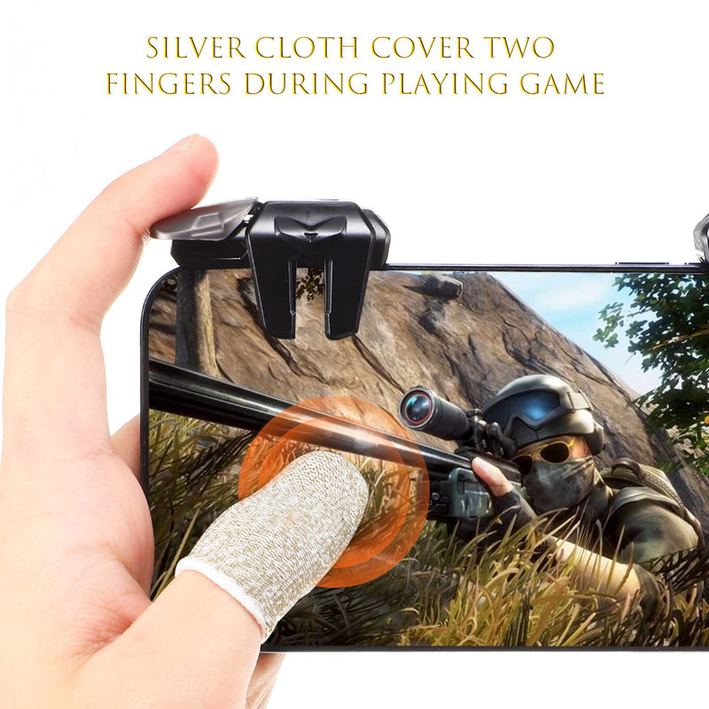  [AUSTRALIA] - Generic Mobile Game Trigger Finger Sleevs Set:Mobile Game Controller 6 Trigger Mobile Controller Compatible for iOS/Phone,1 Pair Game Triggers +3 Pairs Finger Gloves