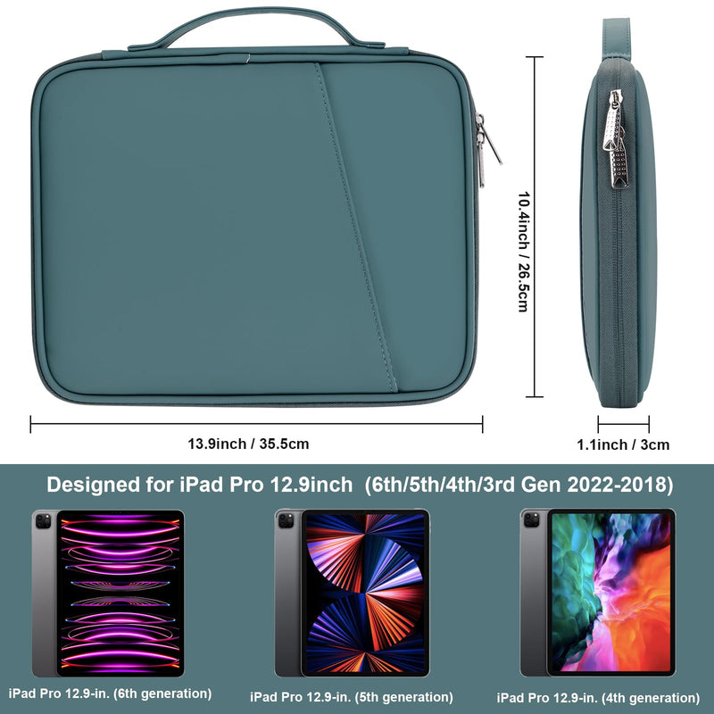  [AUSTRALIA] - iPad Pro 12.9 Sleeve Carrying Case, Padded Protective Accessories Bag for Pad Pro 12.9 M2/M1/2018-2020, Surface Pro 9/8/X/7/6, 12.4” Galaxy Tab S8/S7+ (PU-Teal Blue12.9) PU-Teal Blue12.9