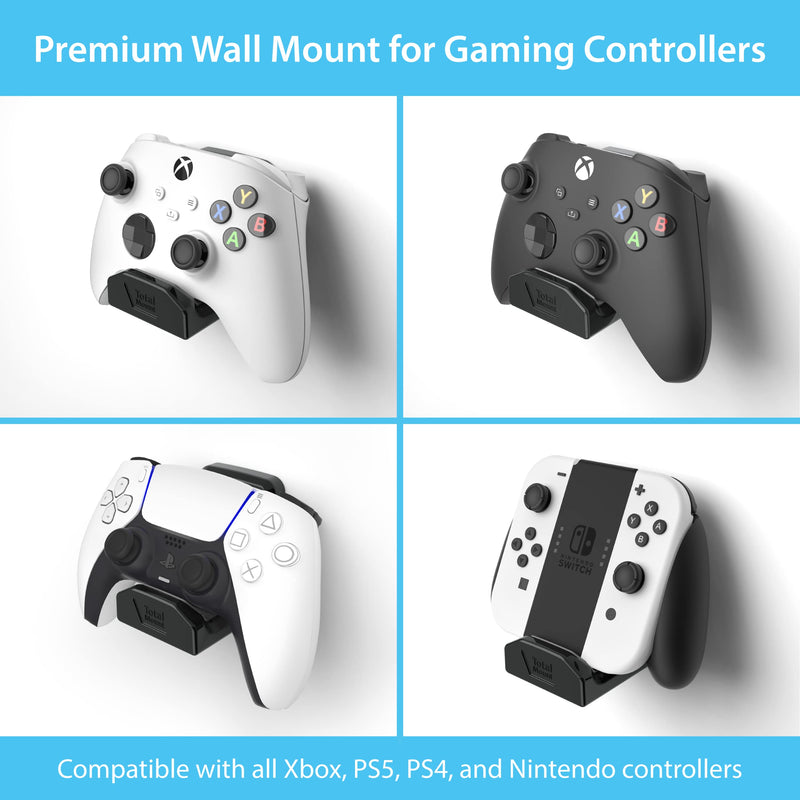  [AUSTRALIA] - TotalMount Controller Holder for Xbox, PS5, PS4, and Nintendo – This Premium Mount Will Not Damage Your Wall with Screws or Permanent Adhesive (Wall Stand – One Pack) Premium Black – One Pack