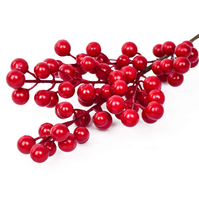  [AUSTRALIA] - Lvydec 4 Pack Artificial Red Berry Stems - 17 Inch Christmas Holly Berry Branches for Holiday Home Decor and Crafts