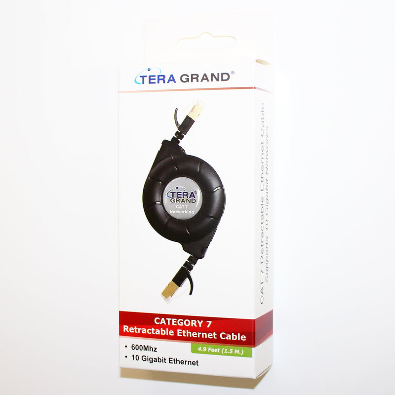  [AUSTRALIA] - Tera Grand - Premium Cat-7 10 Gigabit Ethernet Retractable Cable for Modem Router LAN Network Playstation Xbox, 1.5Meter (4.9 Ft.) in Retail Package 4.9 Feet