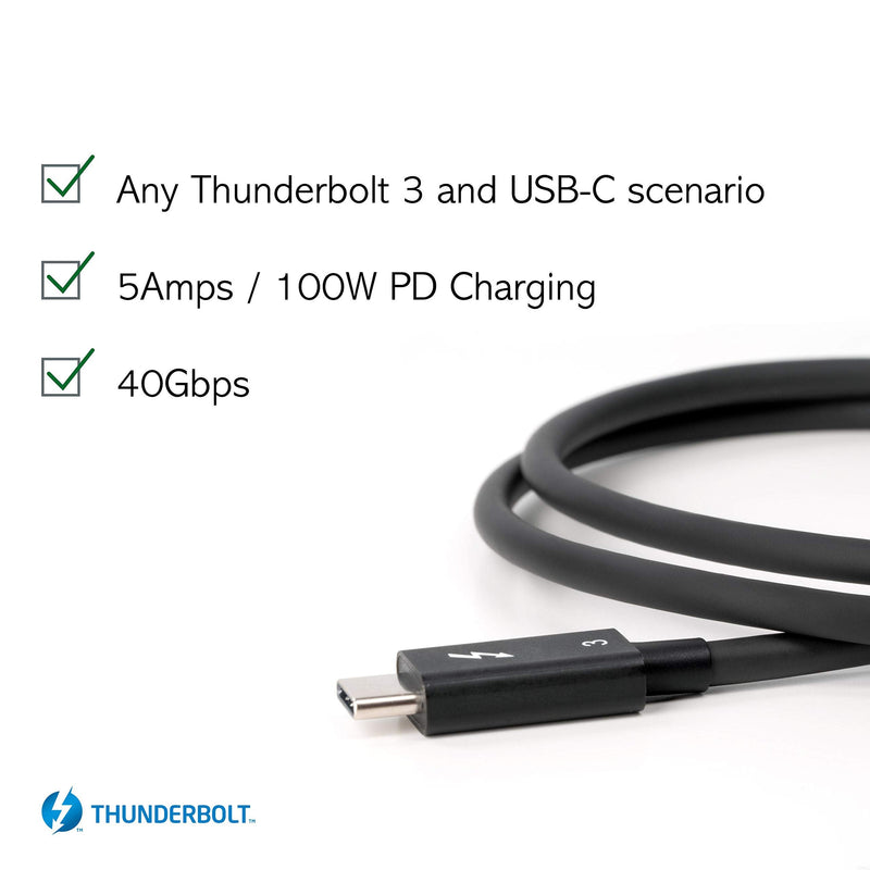  [AUSTRALIA] - Plugable Thunderbolt 3 Cable 40Gbps Supports 100W (20V, 5A) Charging, 2.6ft / 0.8m USB C Compatible [Thunderbolt 3 Certified] 0.8m 40Gb 5A