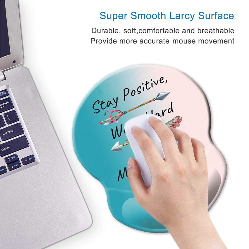 ITNRSIIET Ergonomic Mouse Pad with Gel Wrist Rest Support, Stay Positive Work Hard and Make It Happen Arrow Print Inspirational Quote Cute Mouse Pad, Pain Relief Wrist Rest Pad with Non-Slip PU Base - LeoForward Australia