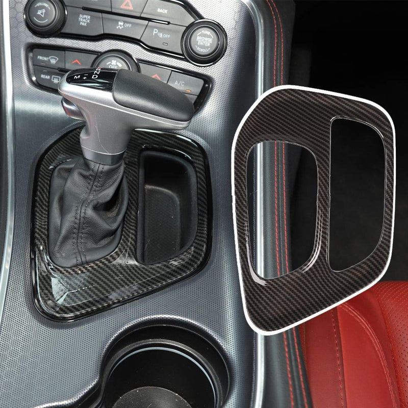  [AUSTRALIA] - Voodonala for Challenger Gear Shift Panel Covers Decoration Trim Accessories for Dodge Challenger 2015 up (Carbon Fiber Grain)