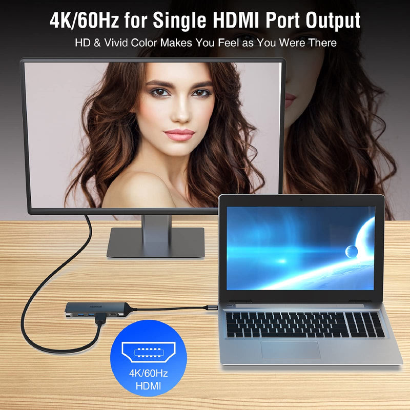  [AUSTRALIA] - Dual HDMI Laptop Docking Station Dual Monitor, Universal USB C Dock Triple Display Adapter for MacBook Pro Air, Windows Type C Laptops