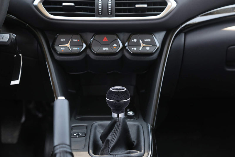  [AUSTRALIA] - Bashineng 5 Speed Gear Shifter Knob,Universal Leather Stick Shift Nob Fit Most Manual Truck SUV Cars (Black+Silver) black+silver