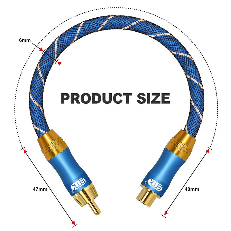 RCA Extension Cable(3ft/1m) EMK RCA Male to Female Cable Gold Plated Copper Shell Heavy Duty Digital Coaxial Audio Cable Subwoofer Cable for Home Theater, HDTV, Amplifiers, Hi-Fi Systems 3ft/1m - LeoForward Australia