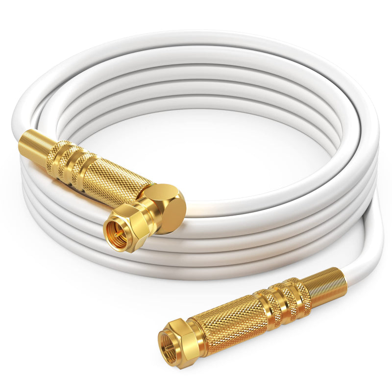  [AUSTRALIA] - RG6 Quad Shield Coaxial Cable 8 Feet, 90 Degree Angled Cable Cord for TV Cable Wire, Coax Cable 8 Ft 1 Pack White