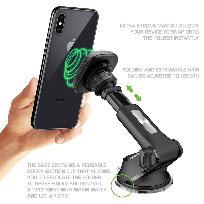 [AUSTRALIA] - RUIX Dashboard and Windshield Mount Universal Magnetic Car Smartphone Holder Compatible for Apple iPhones 14 Pro Max Plus 13 Samsung Galaxy Z Flip, Z Fold, Note, Google Pixels, Motorola Moto