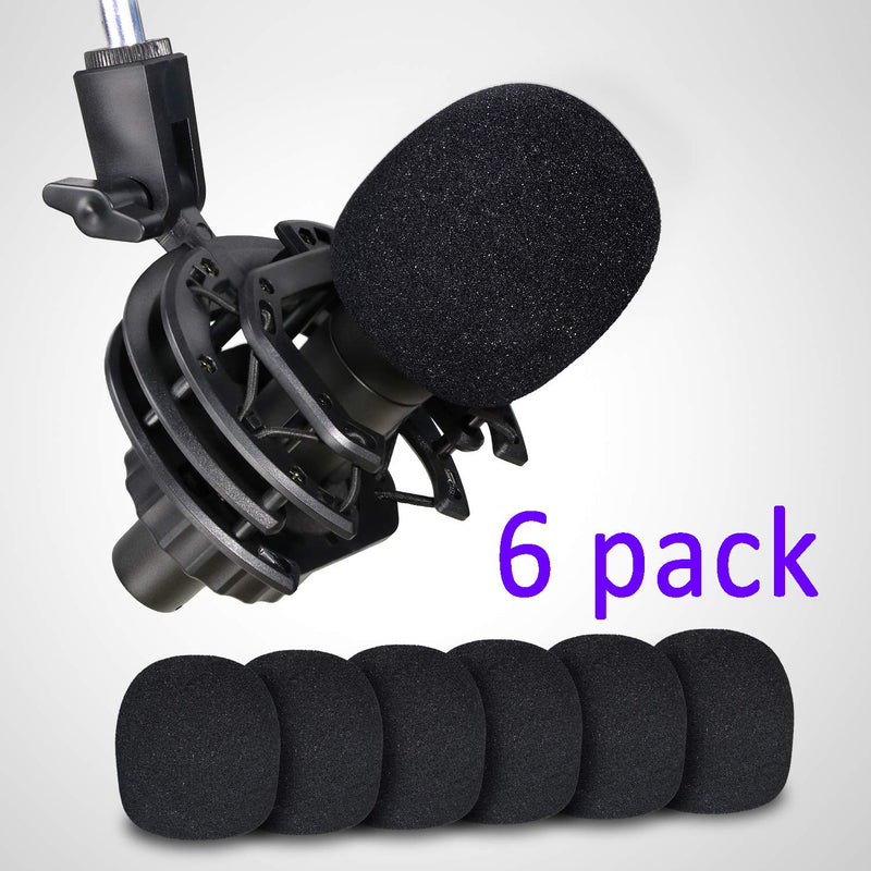  [AUSTRALIA] - Windscreen Foam Cover for Ball-Type Microphone - 6 Pack Mic Foam Pop Filter for Handheld Mics to Reduce Plosive Wind Noises by YOUSHARES black