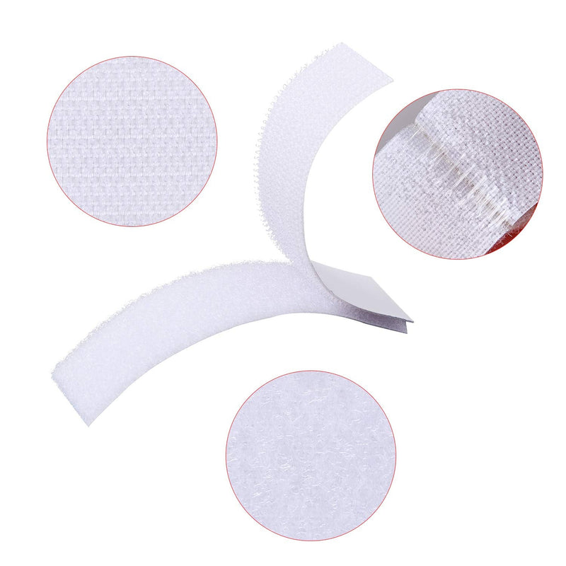  [AUSTRALIA] - White 15 Sets 1x4 inch Hook and Loop Strips with Adhesive, Strong Back Adhesive Interlocking Fasten Mounting Tape for Home or Office Use - Instead of Holes and Screws White