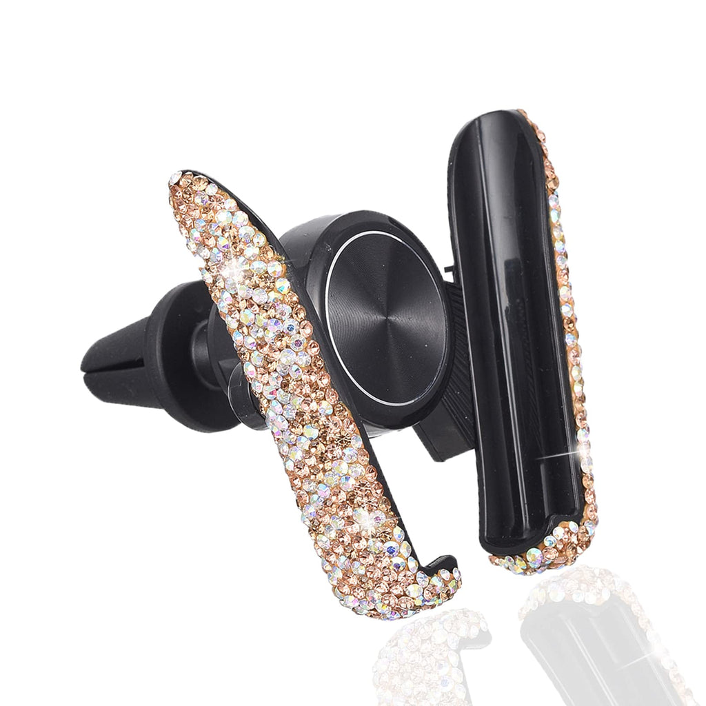  [AUSTRALIA] - ATMOMO Gold with AB Color Plated Bling Crystal Car Phone Mount Universal Air Vent Car Phone Holder Dashboard Phone Mount Stand Holder