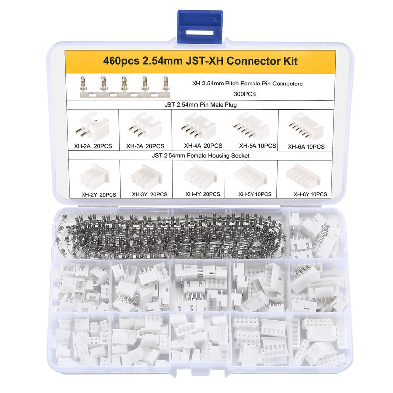  [AUSTRALIA] - 460 Pcs JST-XH 2.54mm Connector Kit, 2.54mm Male and Female 2/3/4/5/6 Pin Header Housing Connector Adapter Plug, JST-XH Terminal Wires Cables Socket Connectors Kit