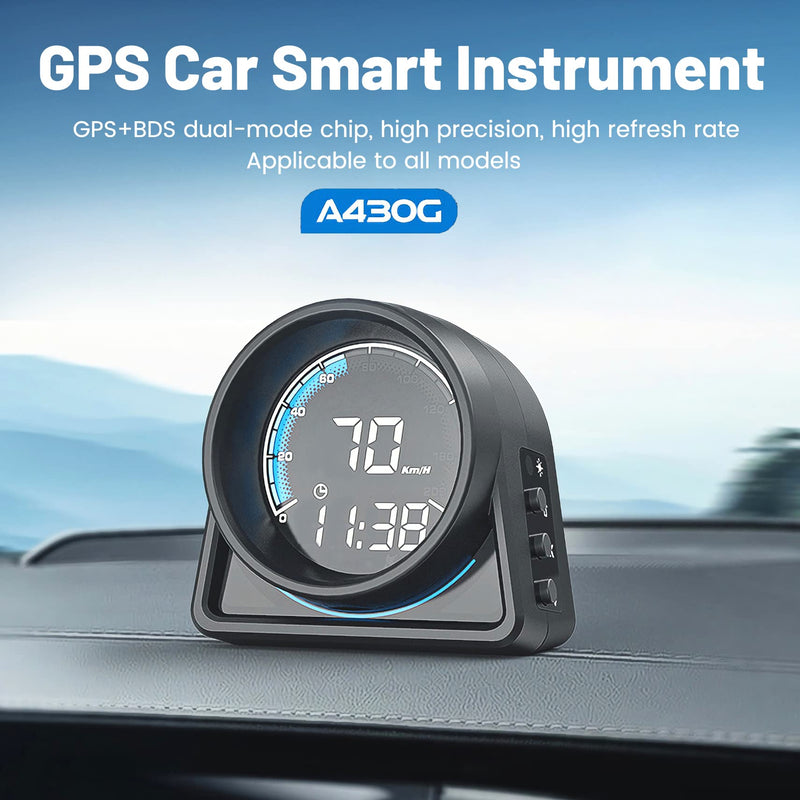  [AUSTRALIA] - AkaBane Digital GPS Speedometer, Car Head Up Display, with Speed MPH, Calendar, Clock, Compass Direction, Overspeed Alarm, Fatigue Driving Reminder, for All Vehicle (A430)