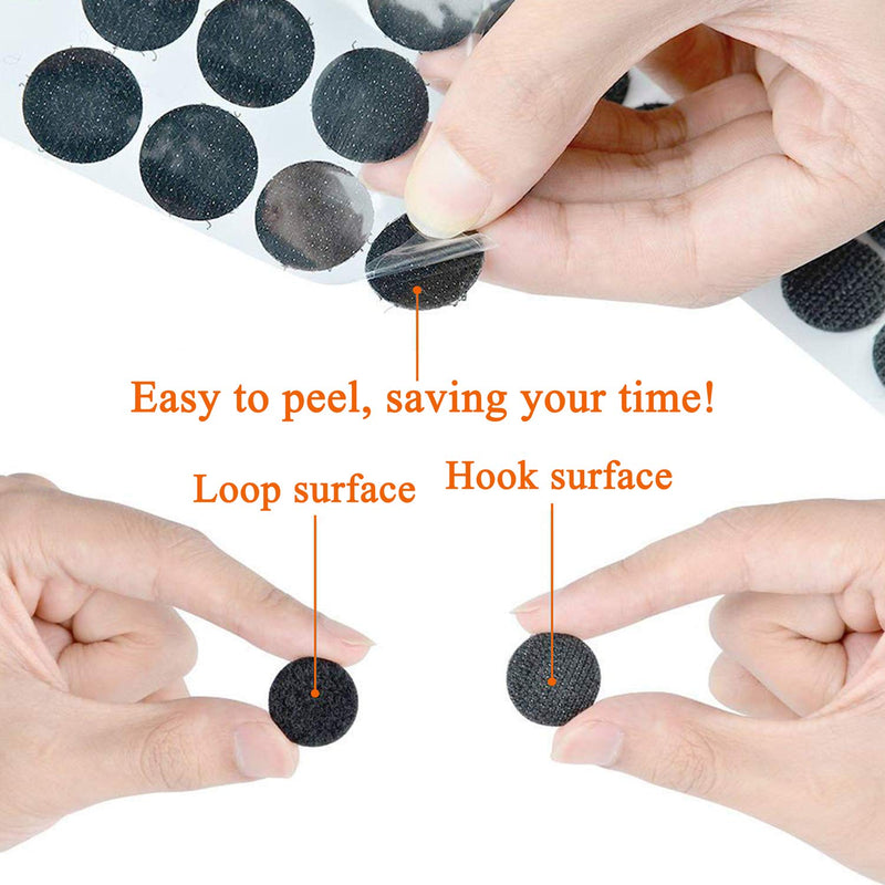  [AUSTRALIA] - 160pcs Hook and Loop Dots Self Adhesive Dots 25mm/1inch Round Self Adhesive Coins Sticky Back Tape Strips Fabric Fastener Light Weight Magic Super Sticky Strong Hold for Home, DIY (Black, 80 Pairs) 160PCS